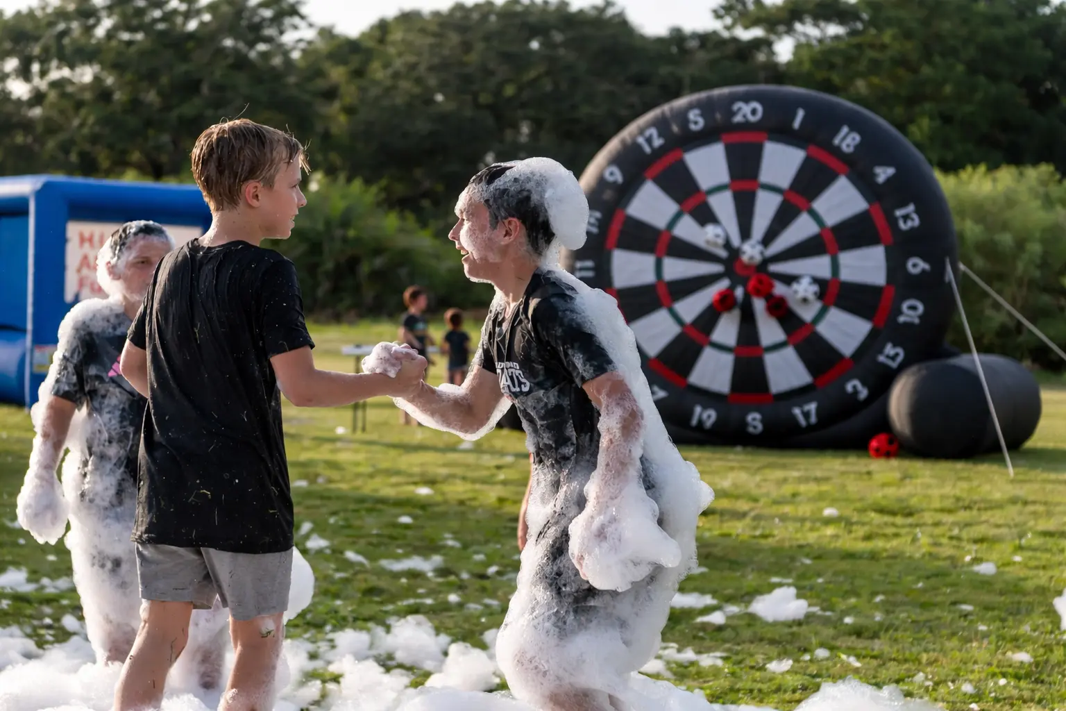 Rent an inflatable interactive for your next event like inflatable soccer darts.