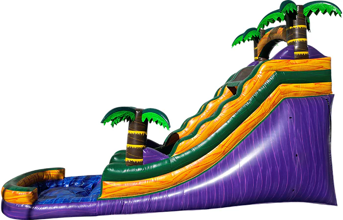 Waterslide rental setup outdoors on the grass
