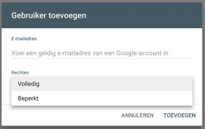 Google Search Console Gebruiker toevoegen