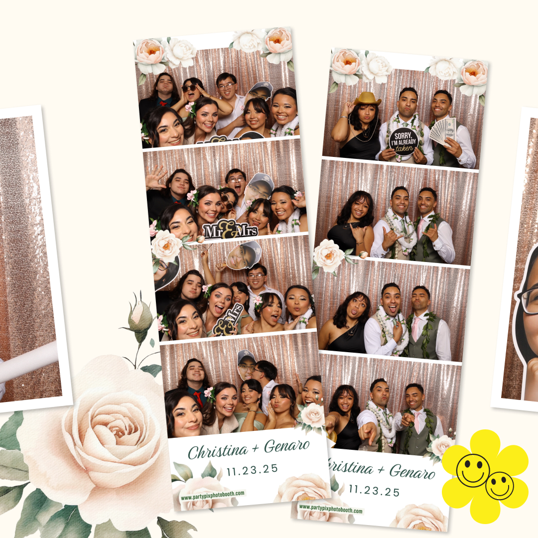 congrats to the happy couple wedding day photo booth