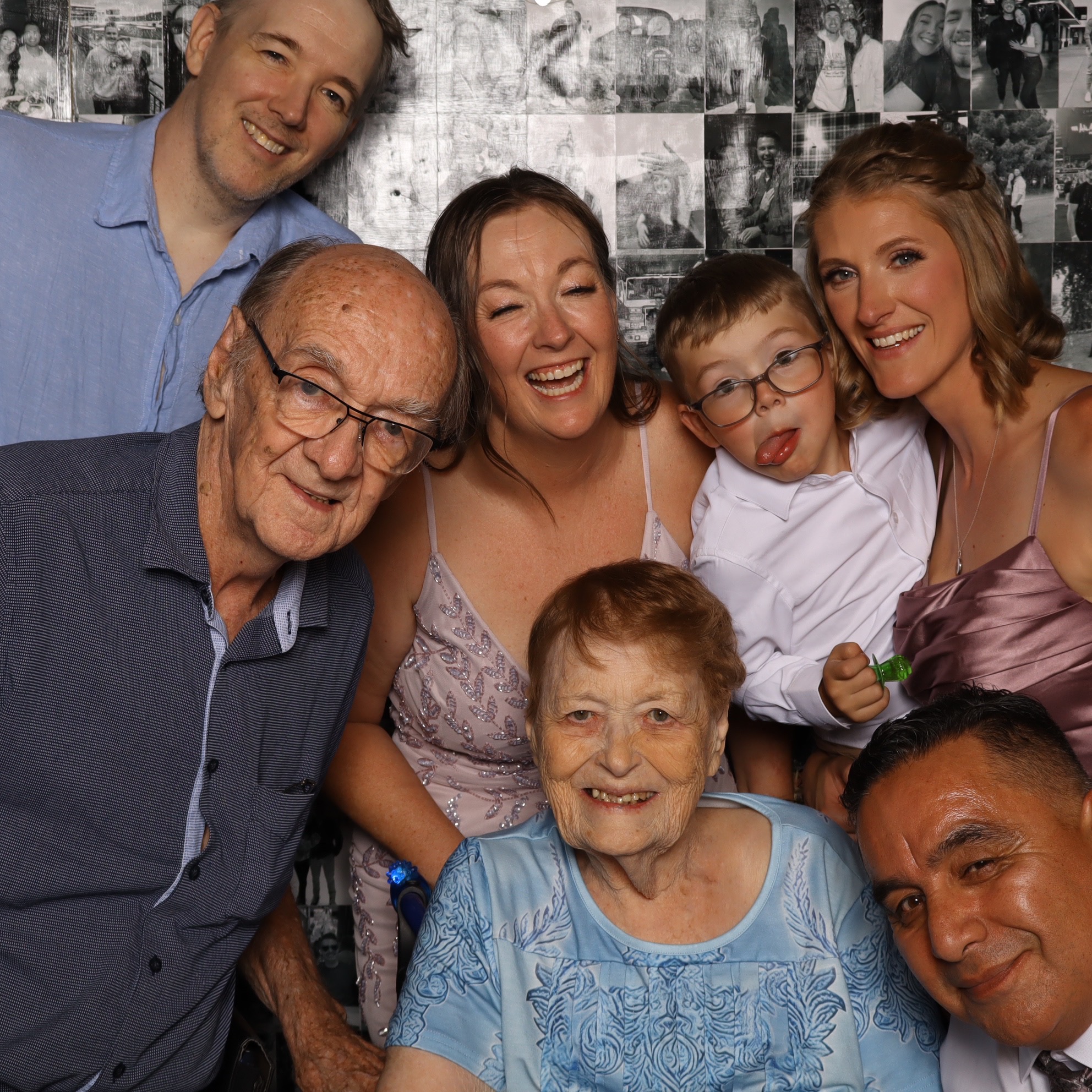 An elderly couple enjoying the wheelchair accessible camera setup at a Mesa Arizona wedding booth