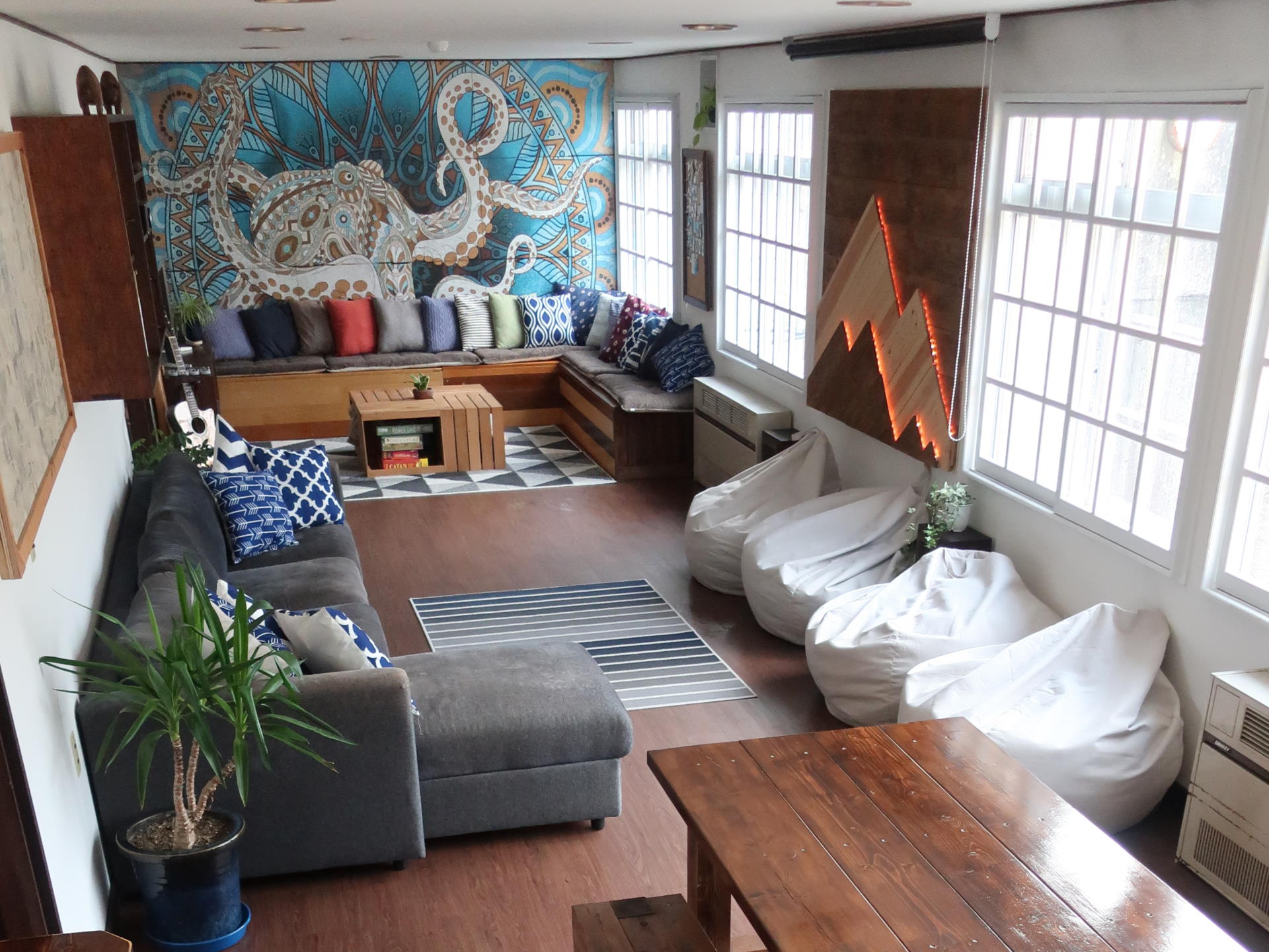 A wide angle view of the Starfall common room
