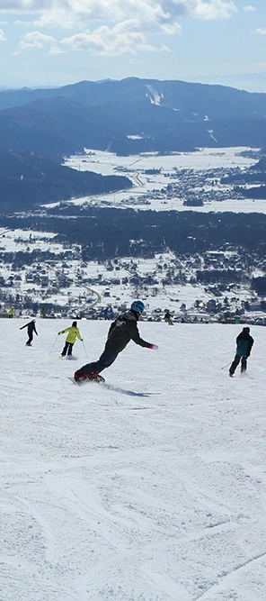 Beautiful open runs with a view at Iwatake resort