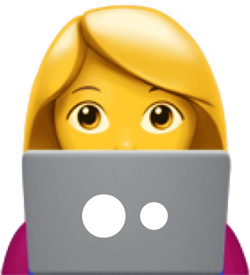 Emoji of woman behind laptop screen