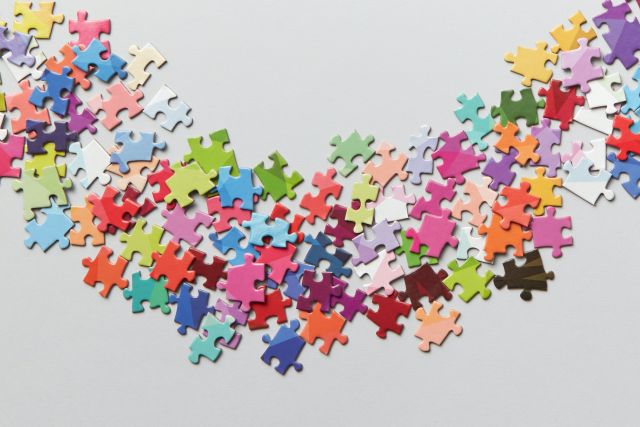 A rainbow puzzle background