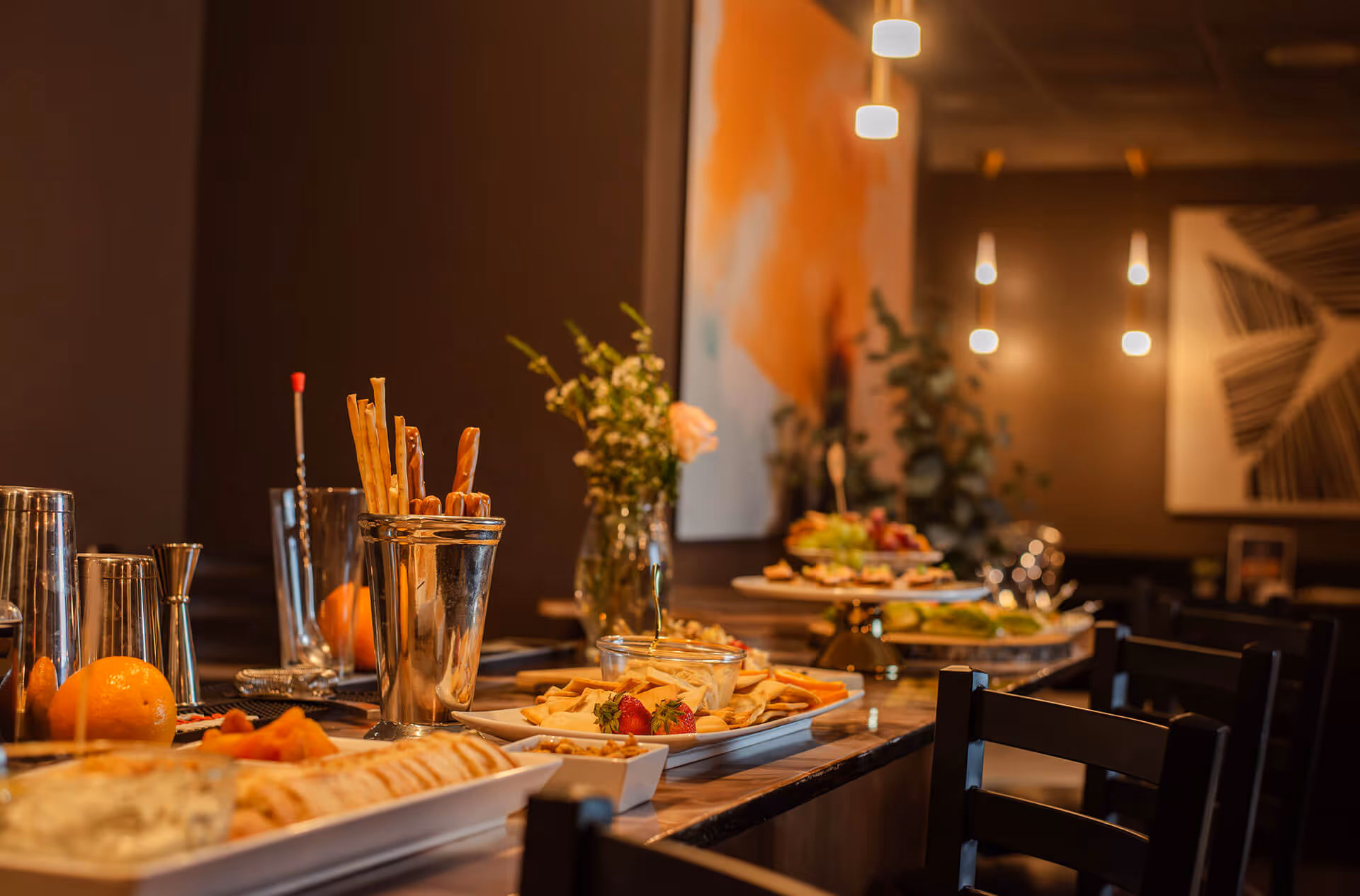 colorful starter dishes on elegant table