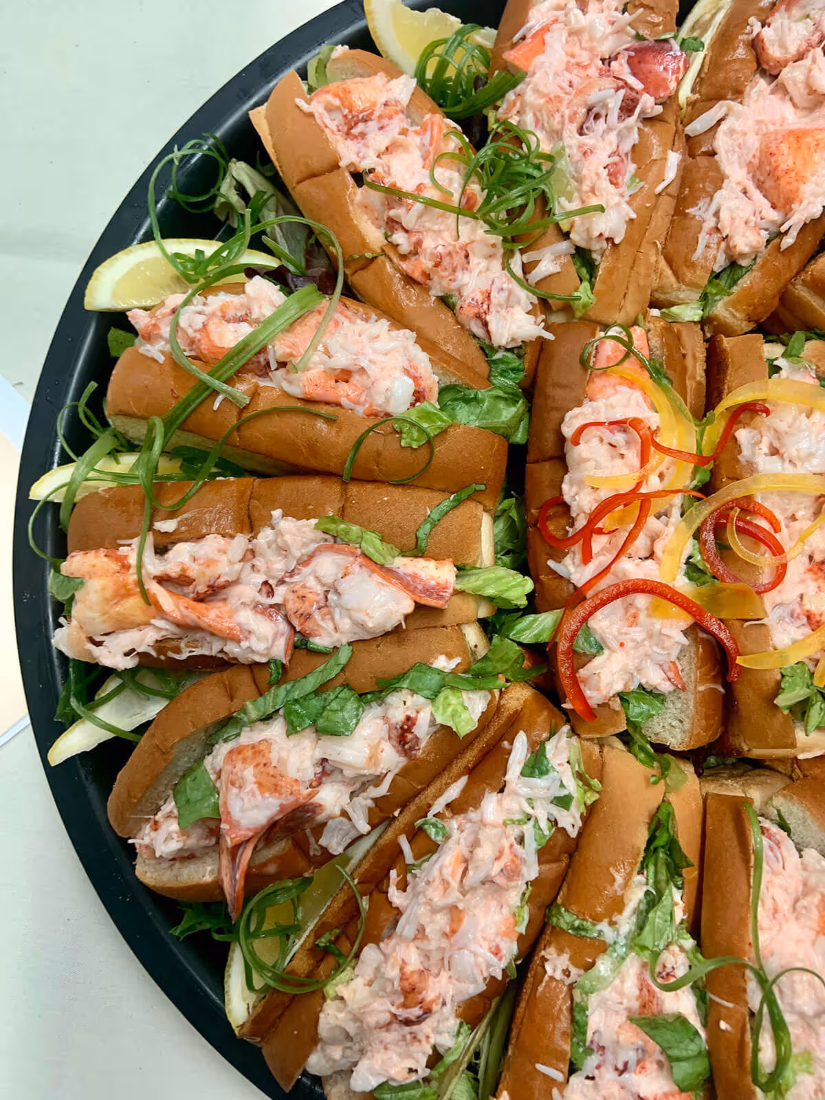 plate with colorful sandwiches with vegetables, meat and sauces - special occasions concept