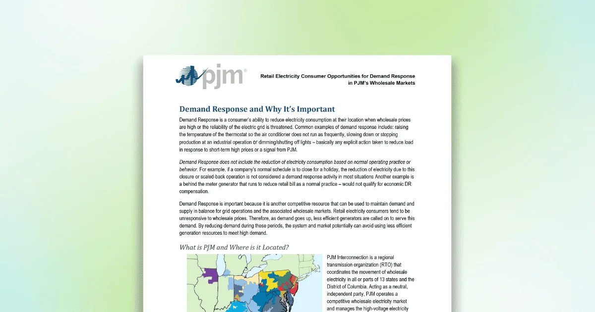Business Guide to PJM Demand Response & Load Management Opportunities