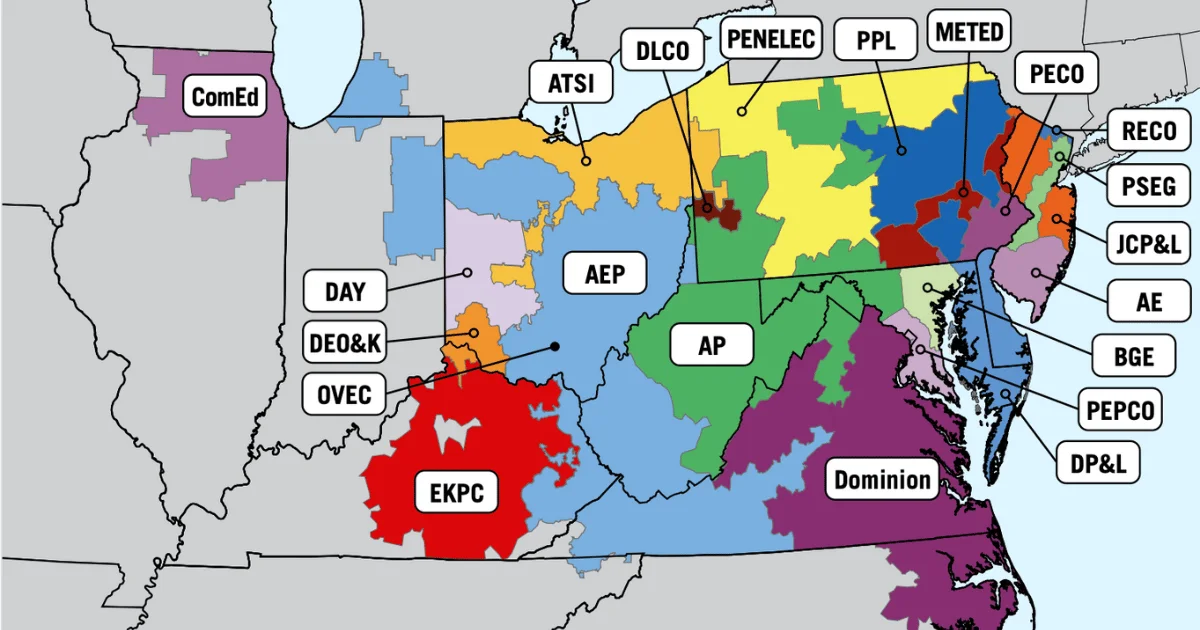 PJM Interconnection United States Territories Map