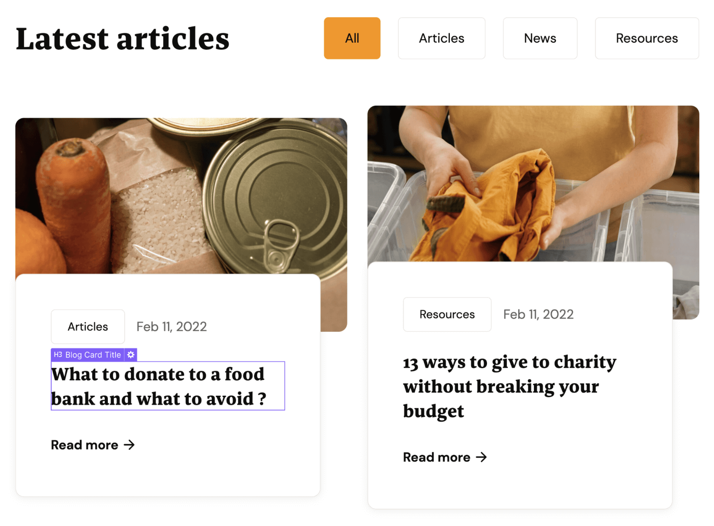 Dynamic Content CMS - Philanthropy X Webflow Template
