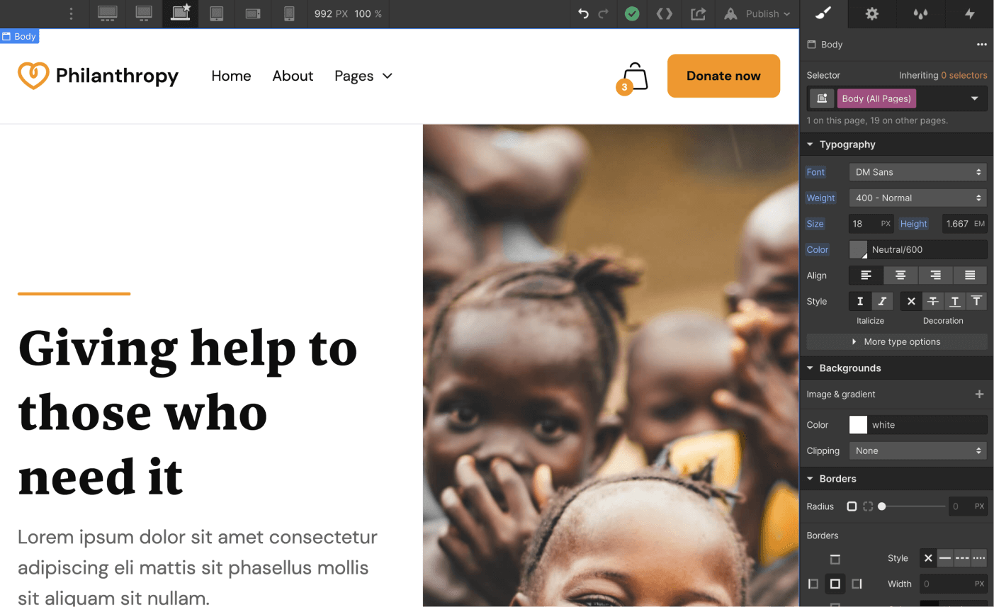 Typography - Philanthropy X Webflow Template