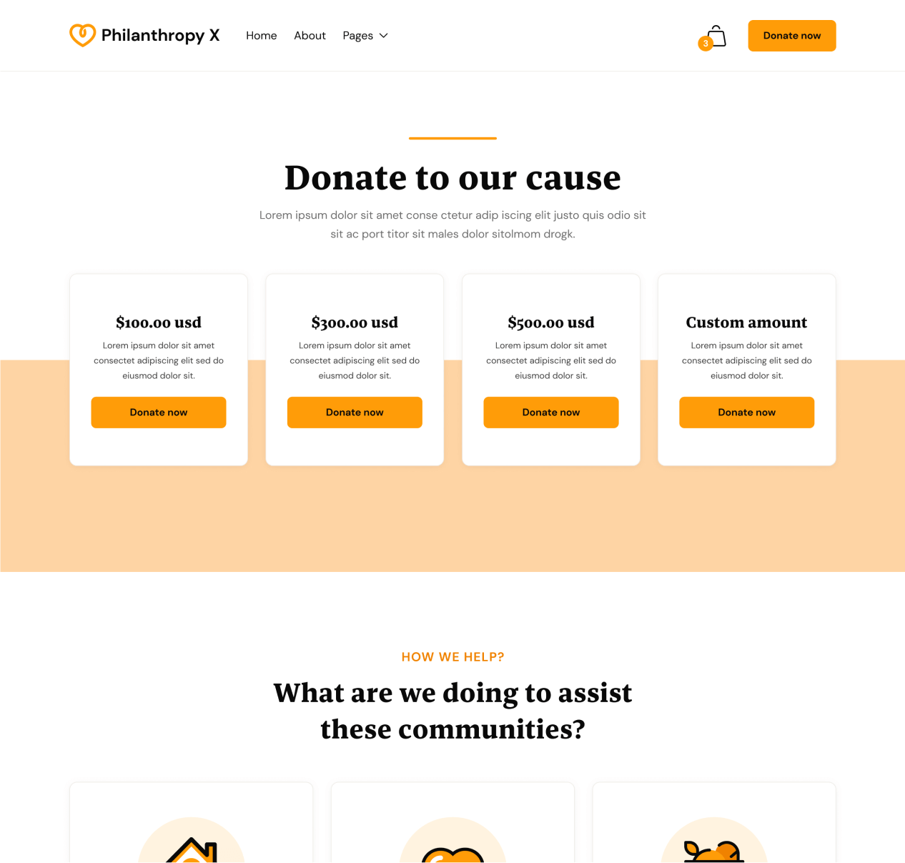 Philanthropy X - Donate page - Charity Webflow Template