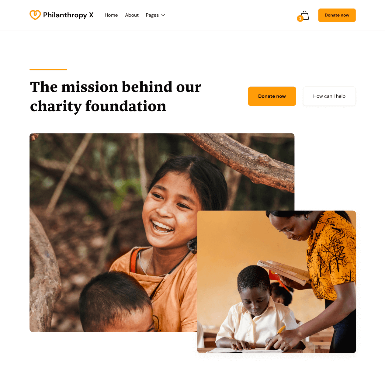 Philanthropy X - About page - Charity Webflow Template