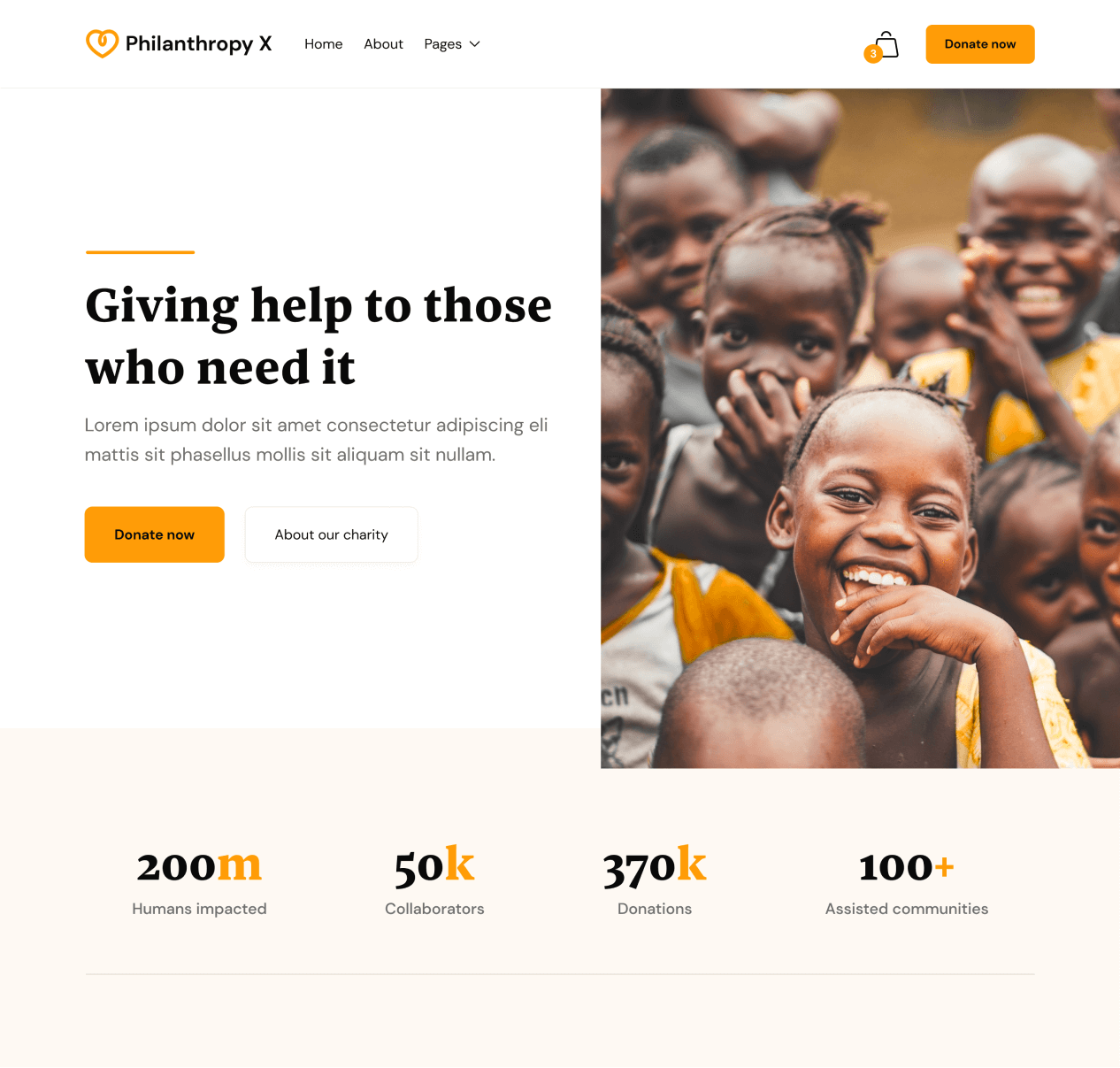 Philanthropy X - Home page - Charity Webflow Template