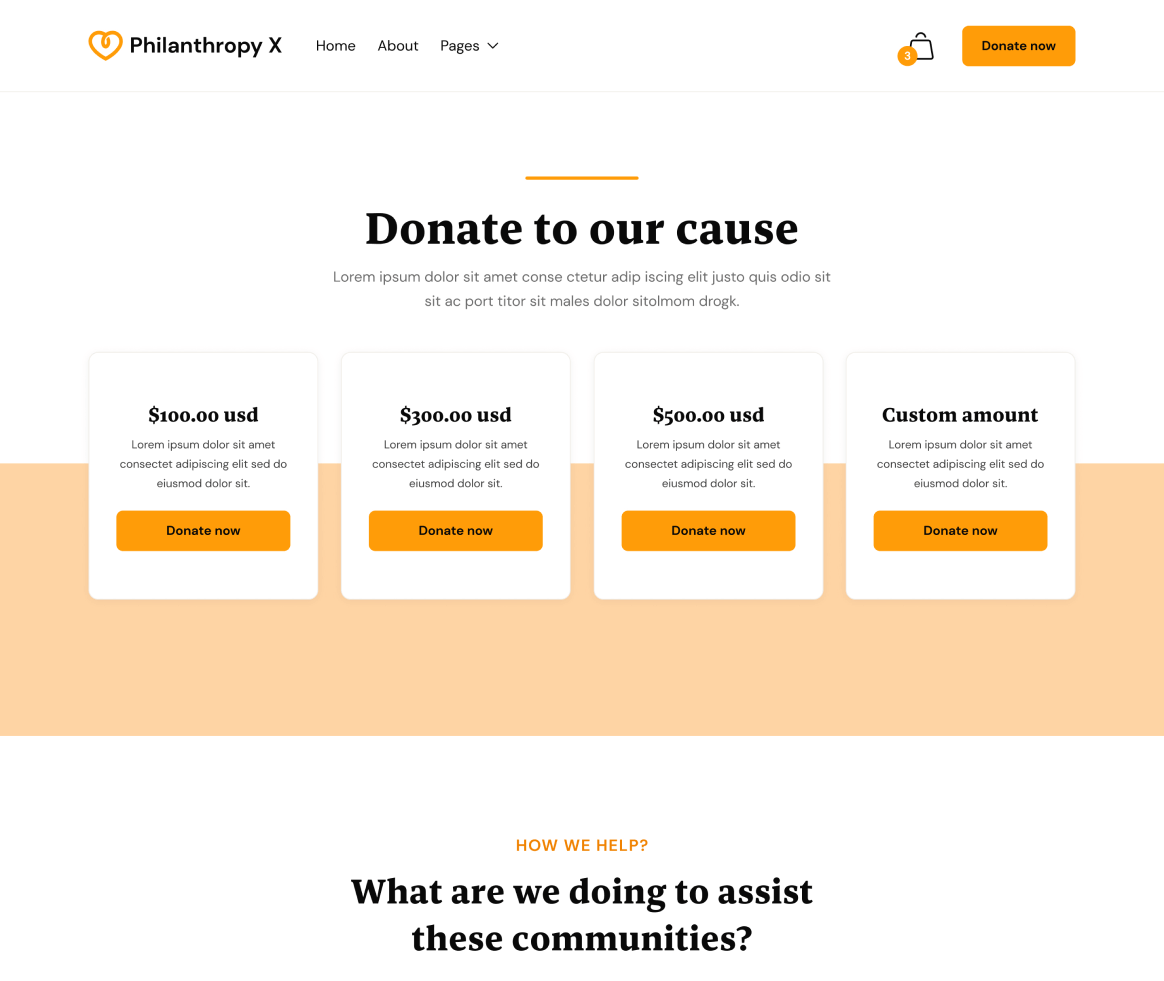 Philanthropy X - Donate page - Charity Webflow Template