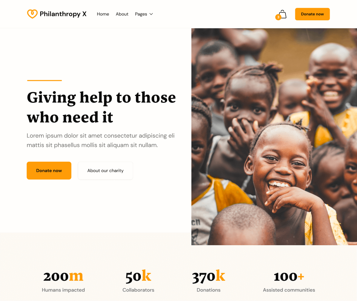 Philanthropy X - Home page - Charity Webflow Template
