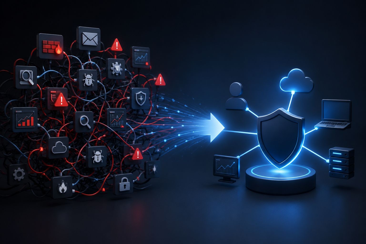 Cyber security tool sprawl being consolidated into a centralised security stack with SOC monitoring and stronger threat visibility
