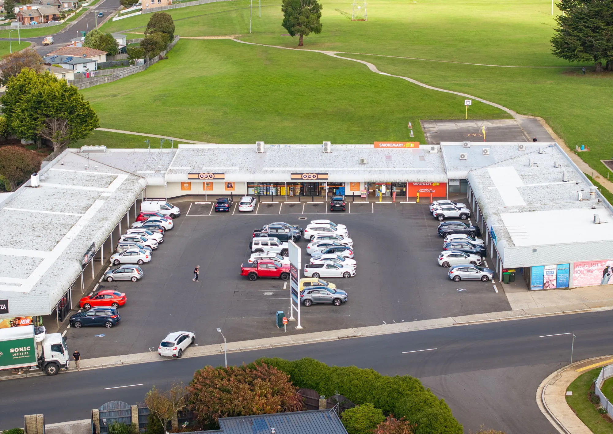 Neighbourhood shopping centre aerial