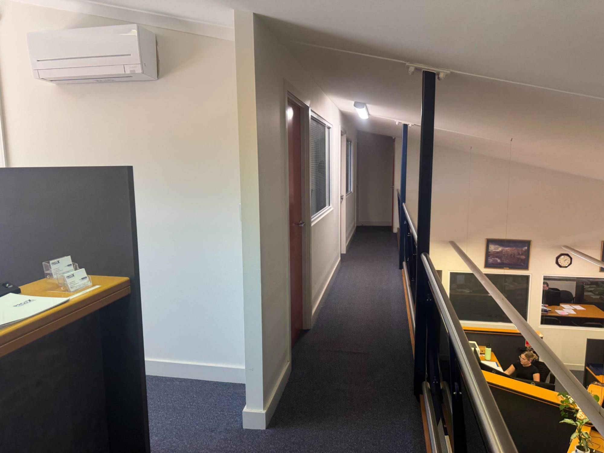 Upper level office corridor