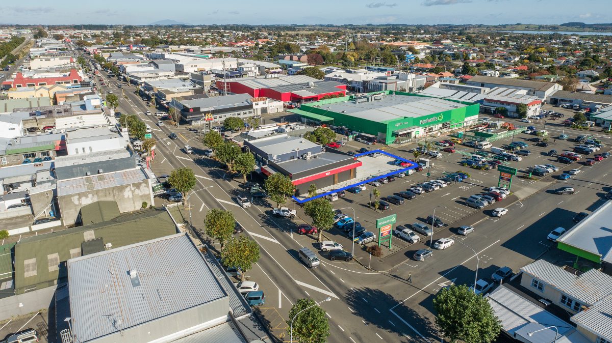 Aerial view of the surrounding commercial precinct