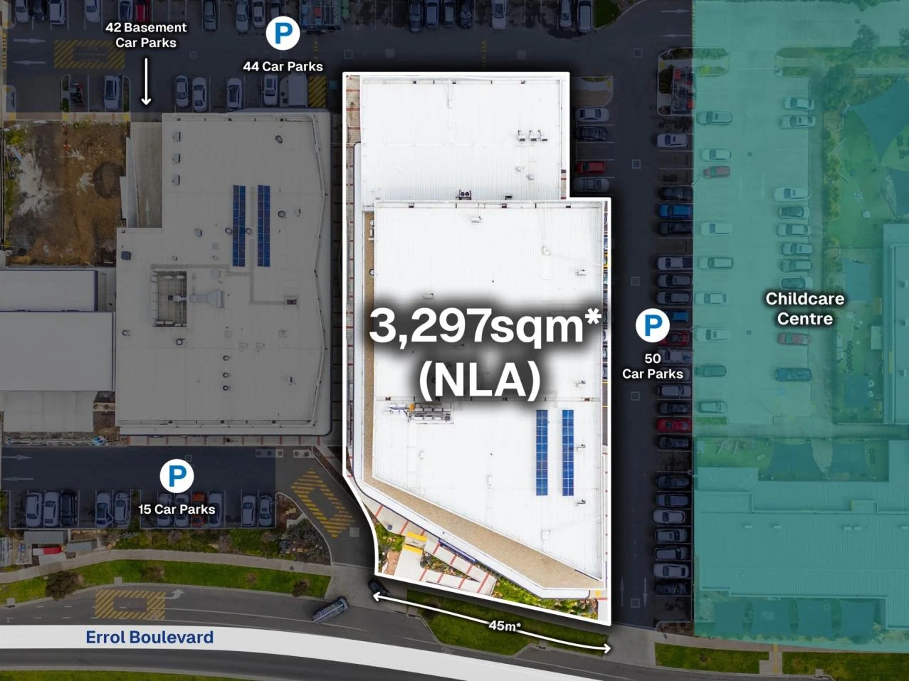 Site plan showing parking