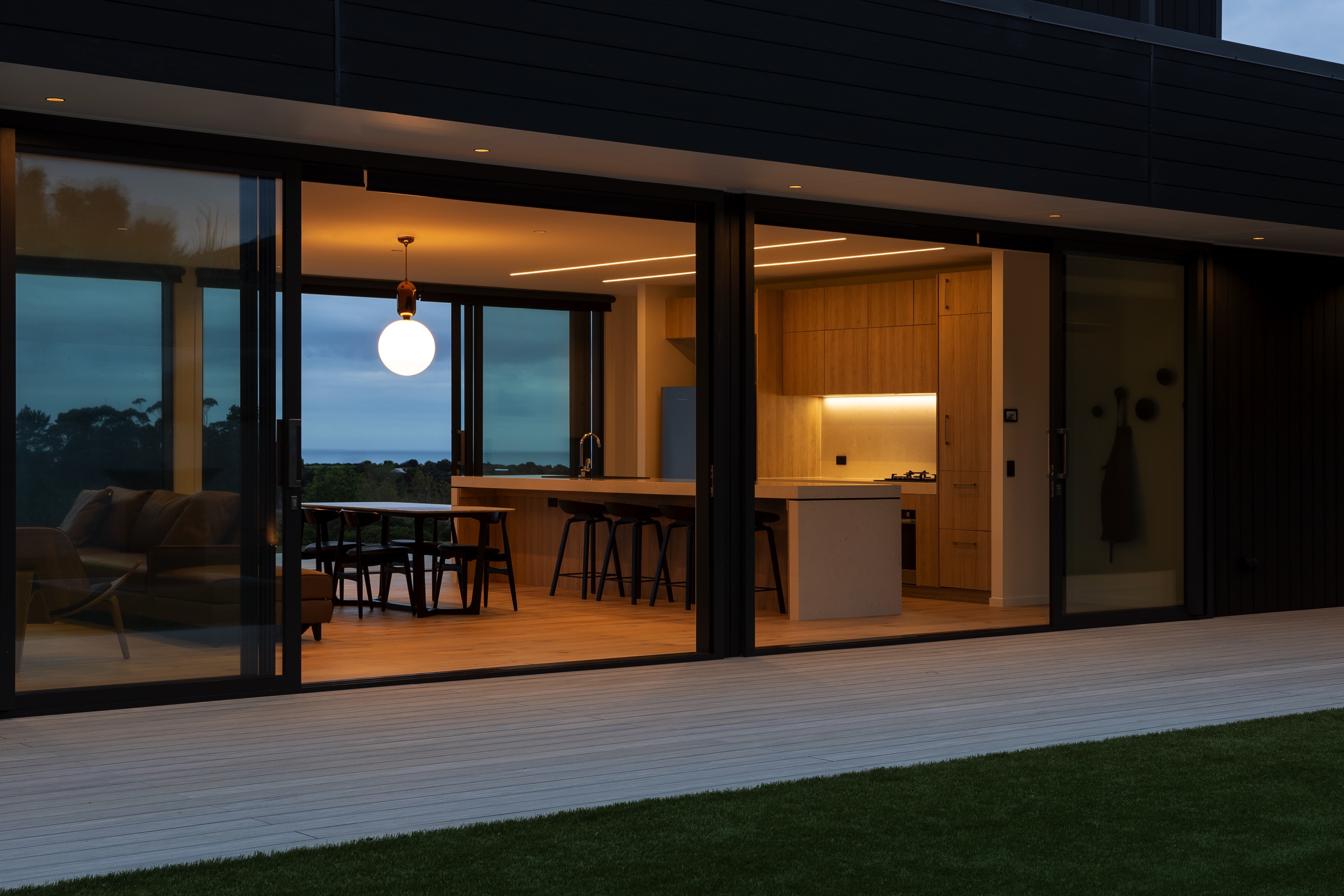 Modern home with LED lighting, designed by in house lighting designer