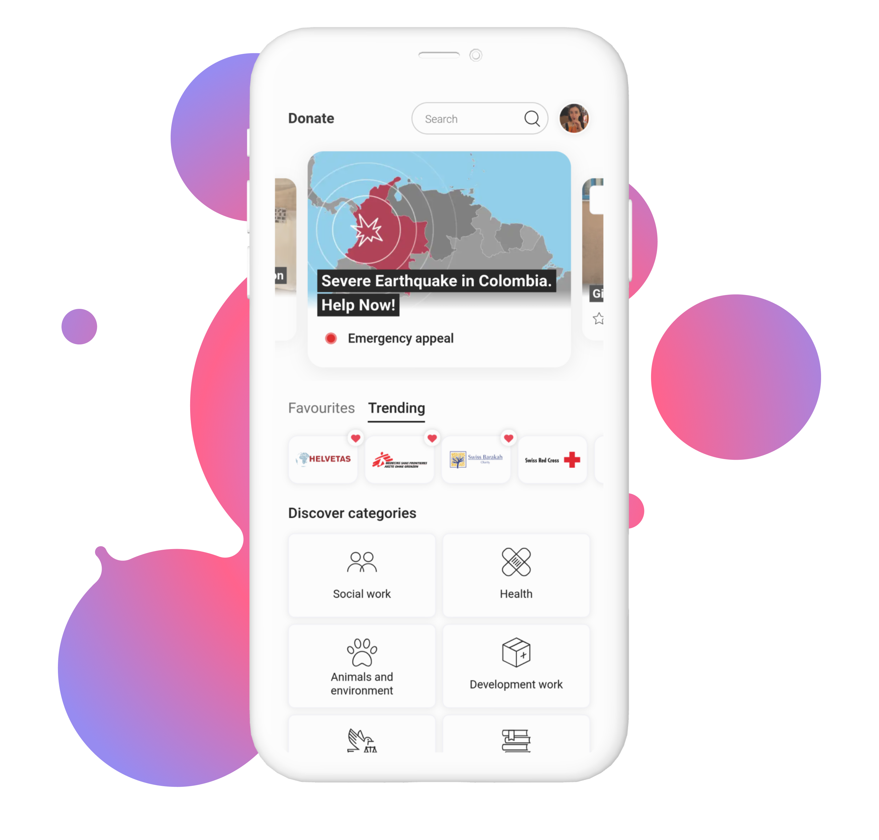 The TWINT Giving Portal on a phone