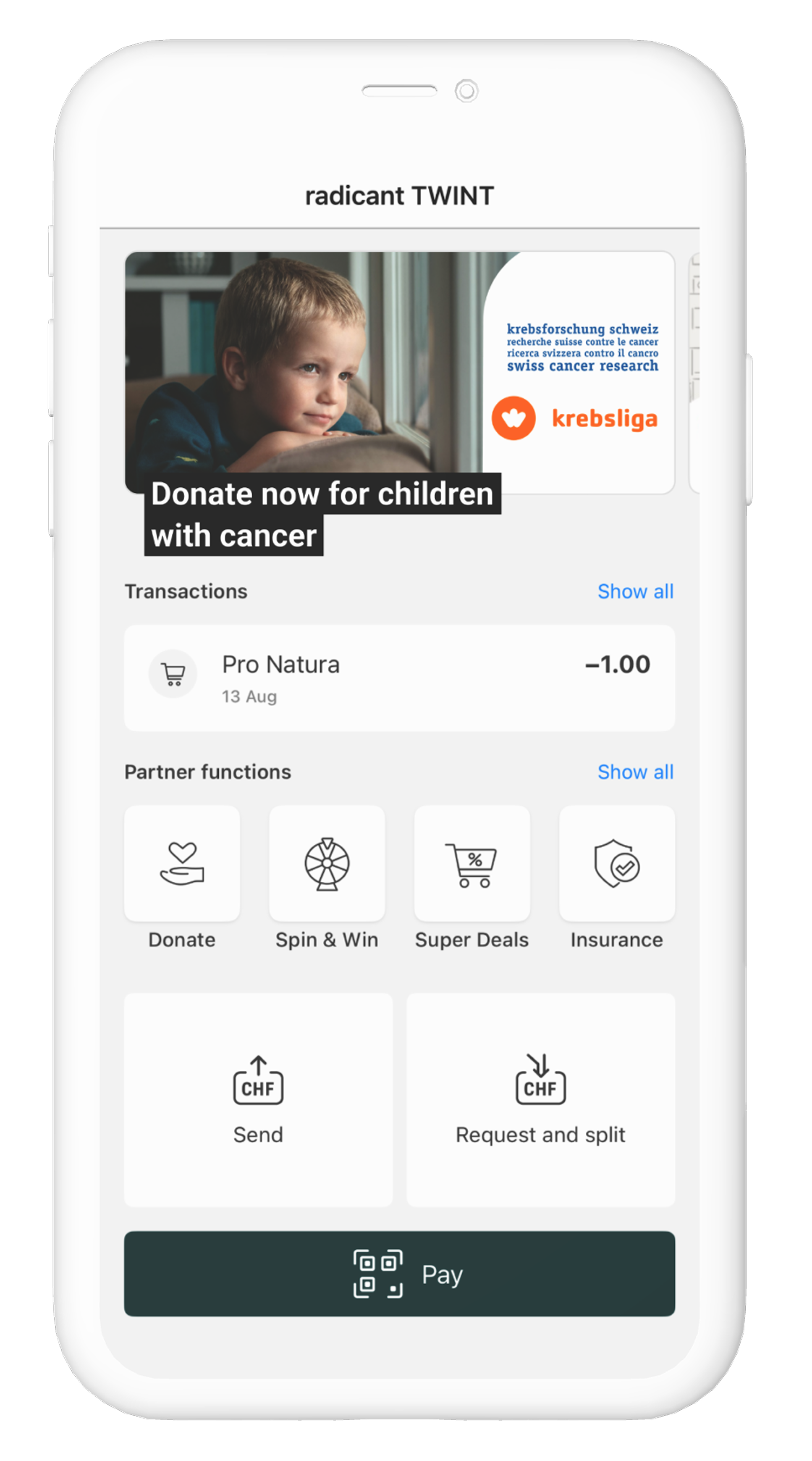 Spotlight campaign on the TWINT home screen