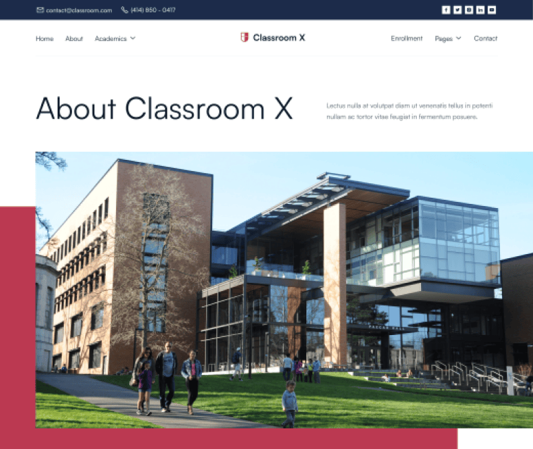 Classroom X - About Page - Home Page - University Webflow Template