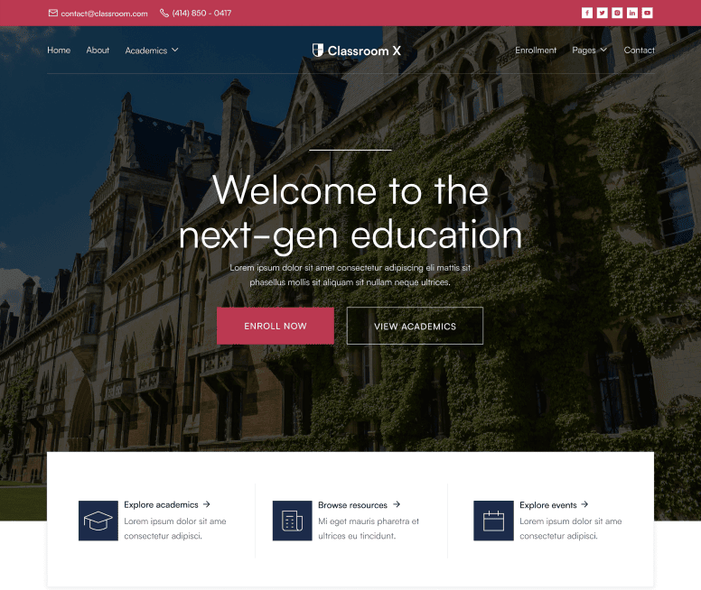 Classroom X - Home Page - Home Page - University Webflow Template 