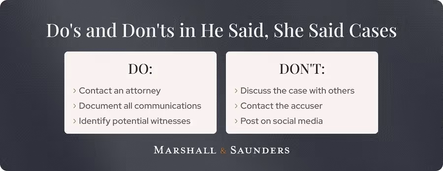 Do's and Don'ts in He Said She Said Cases Flowchart