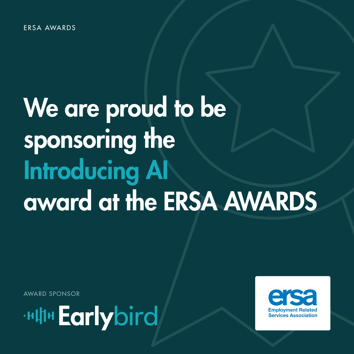 Earlybird is proud to be sponsoring the Introducing AI award at the ERSA Awards