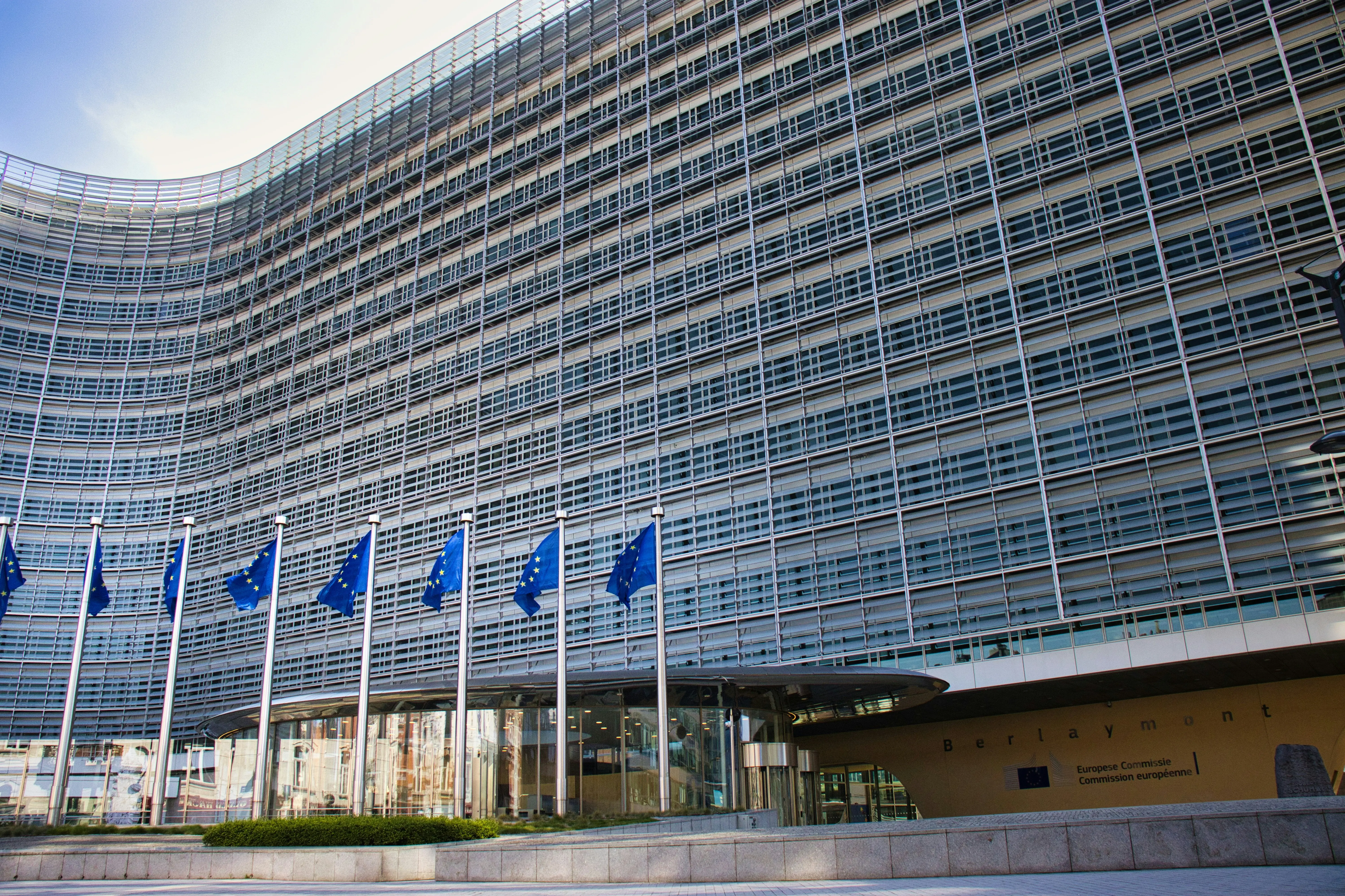 European Union buildings with flags