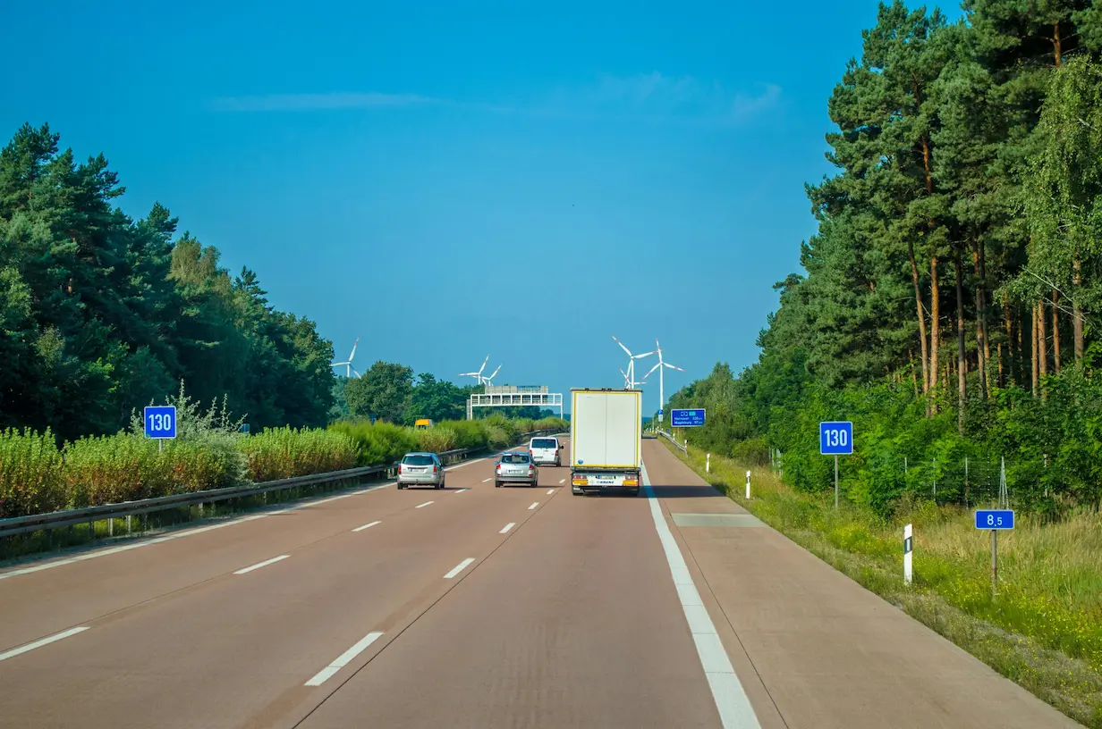 Truck driving on a motorway in Europe