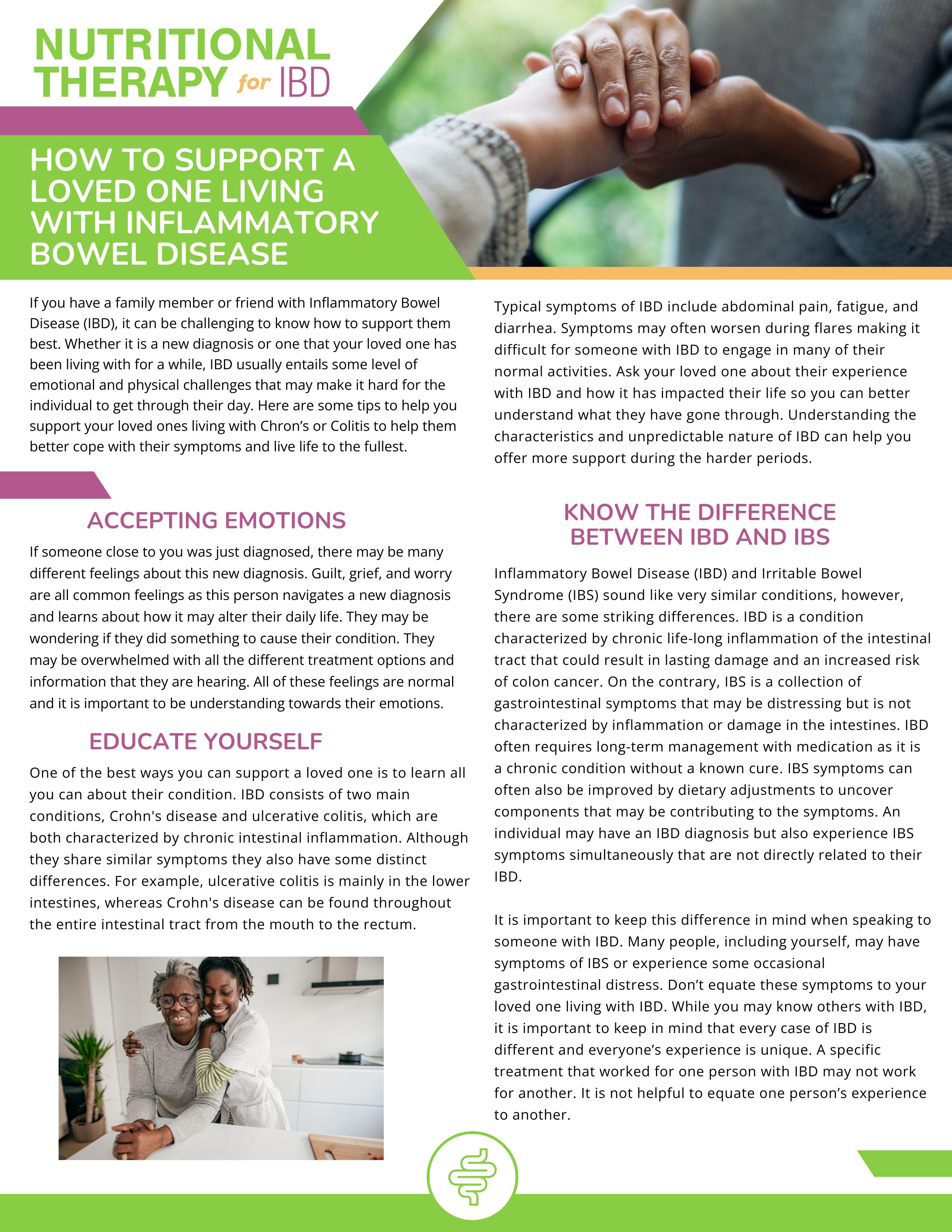 Flyer about how to support a loved one with IBD