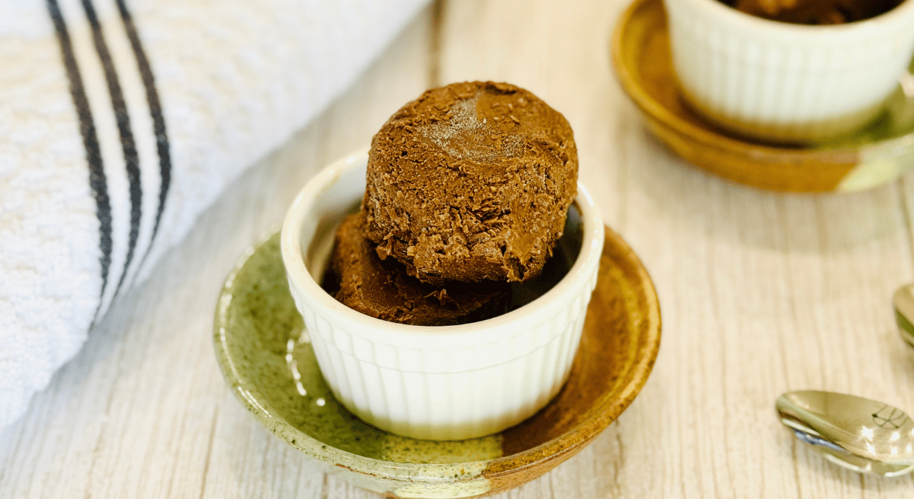 Bowl of chocolate avocado ice cream
