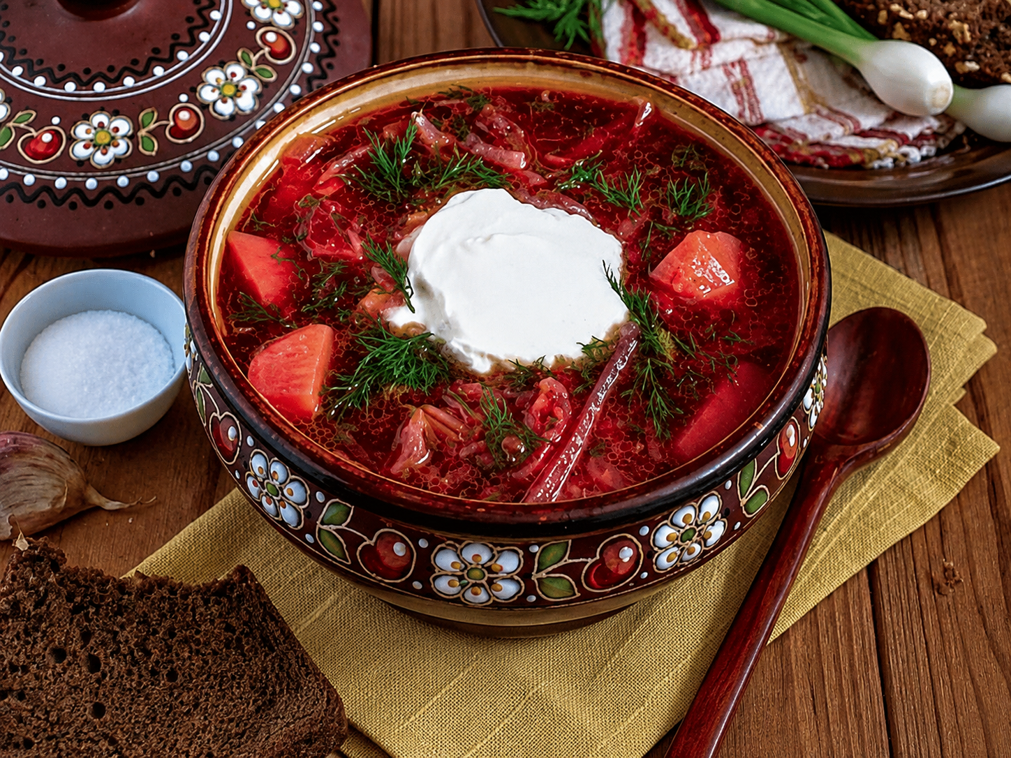 bowl of beet borscht