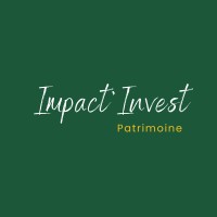 Logo d'Impact Invest Patrimoine avec un texte blanc et doré sur fond vert foncé.