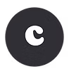 Logo « c » stylisé en blanc sur fond noir.