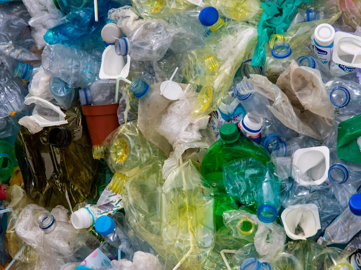 Plastic bags mixed in with other plastic recycling 