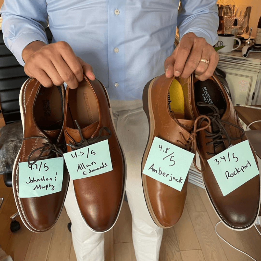 Brown dress shoe testing
