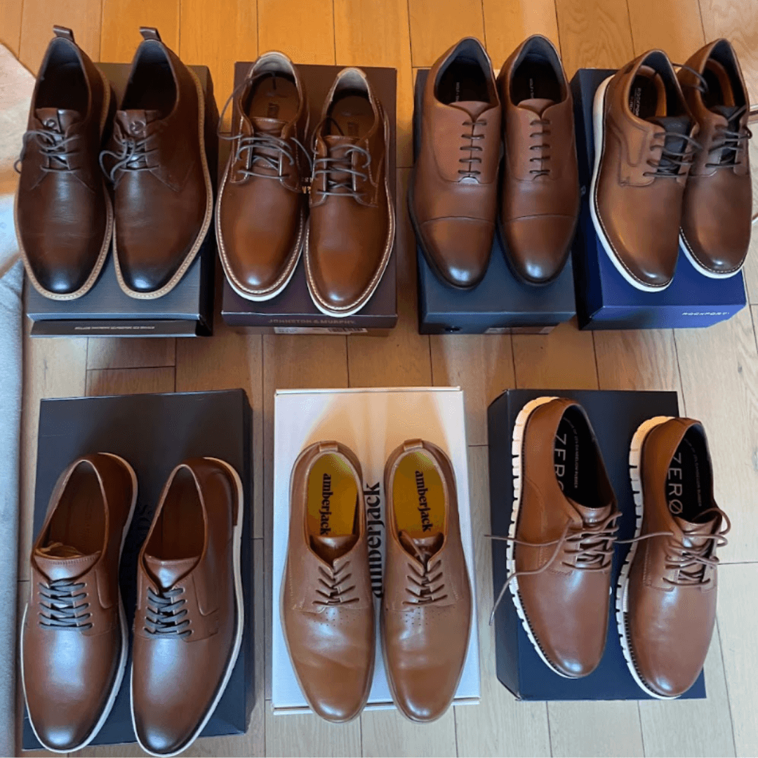 Brown dress shoe testing