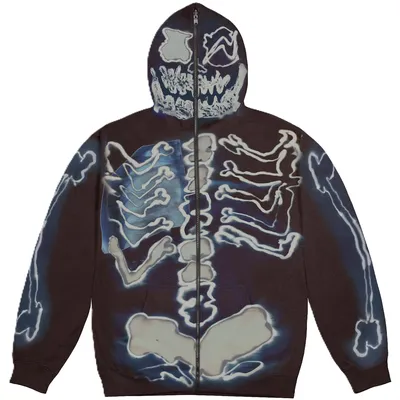 Travis Scott Cactus Jack Fragment Skeleton Graffiti Zip Hoodie