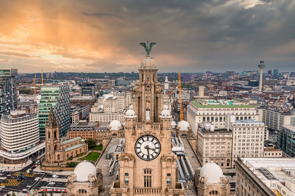 Liverpool city centre ariel view 