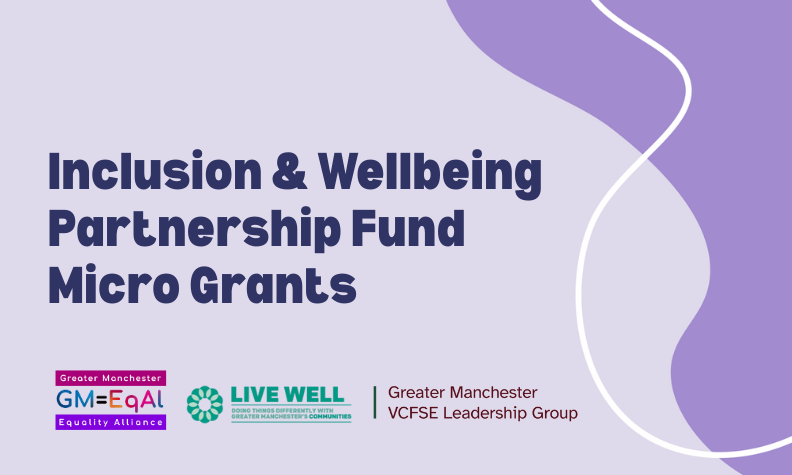 Image reads: Inclusion & Wellbeing Partnership Fund Micro Grants