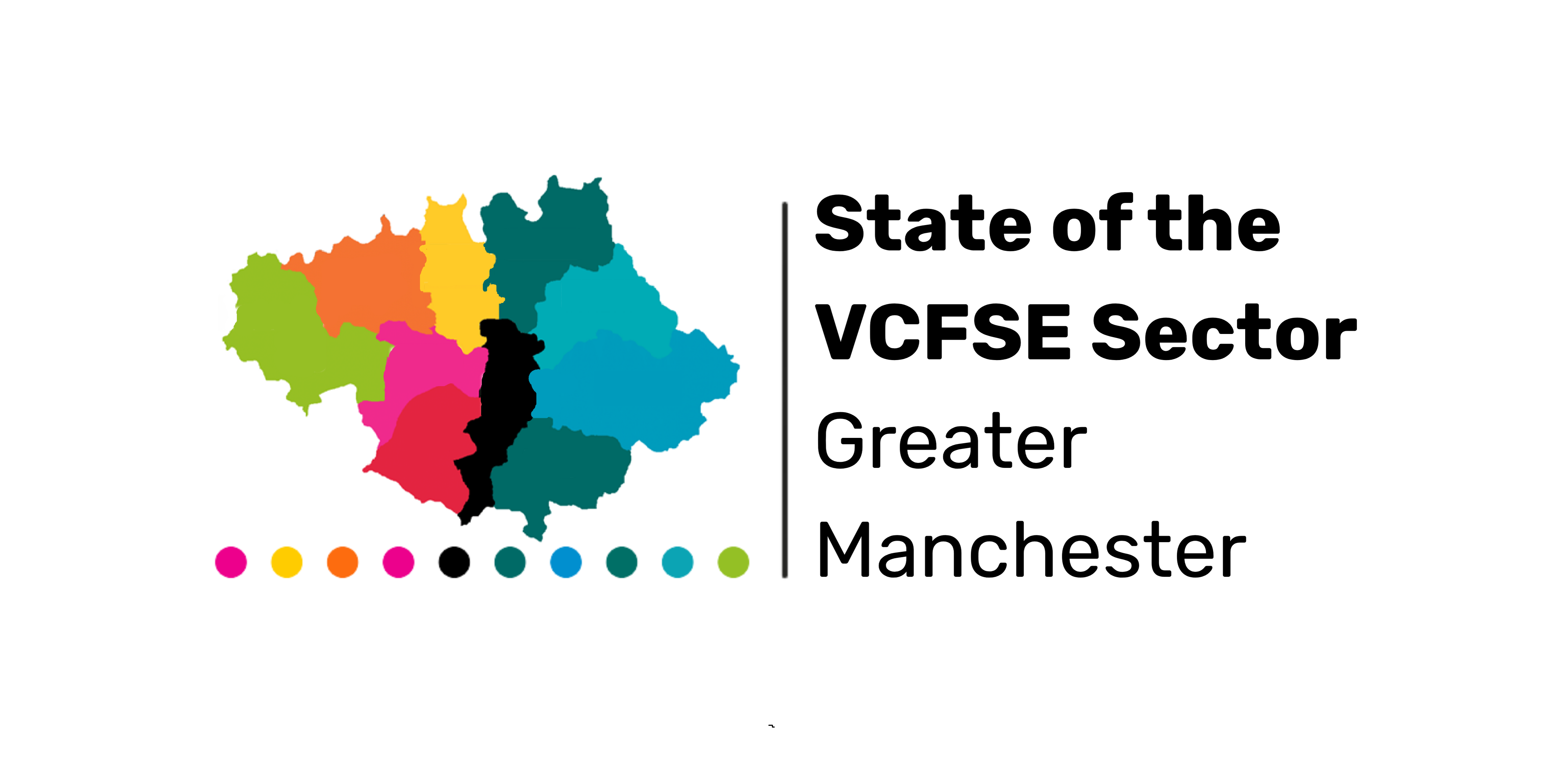 Map of Greater Manchester with the text: State of the VCFSE sector Greater Manchester
