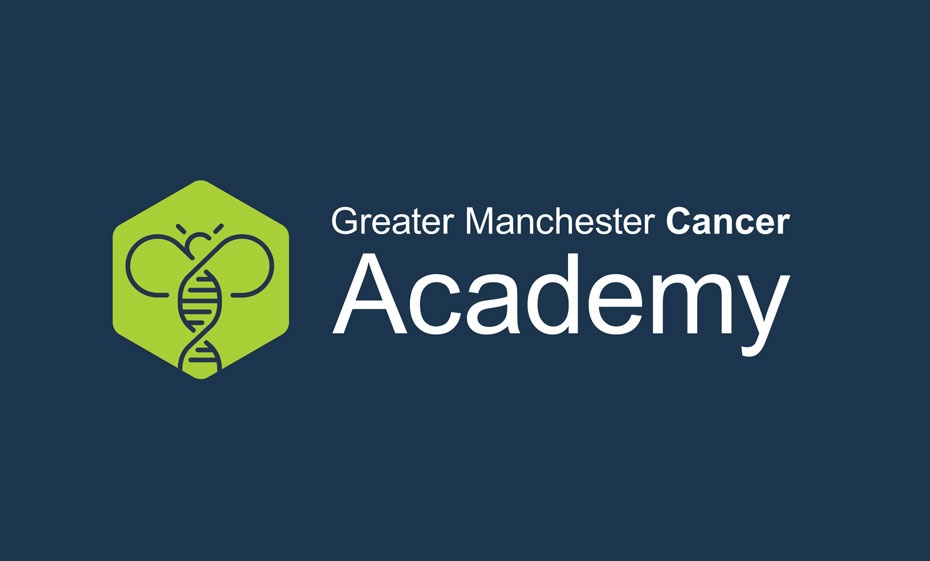 Greater Manchester Cancer Academy logo on blue background