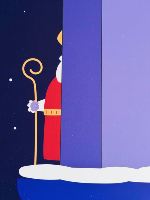 Decor en styling van het Pop-up Sinterklaashuis met feestelijke graphics