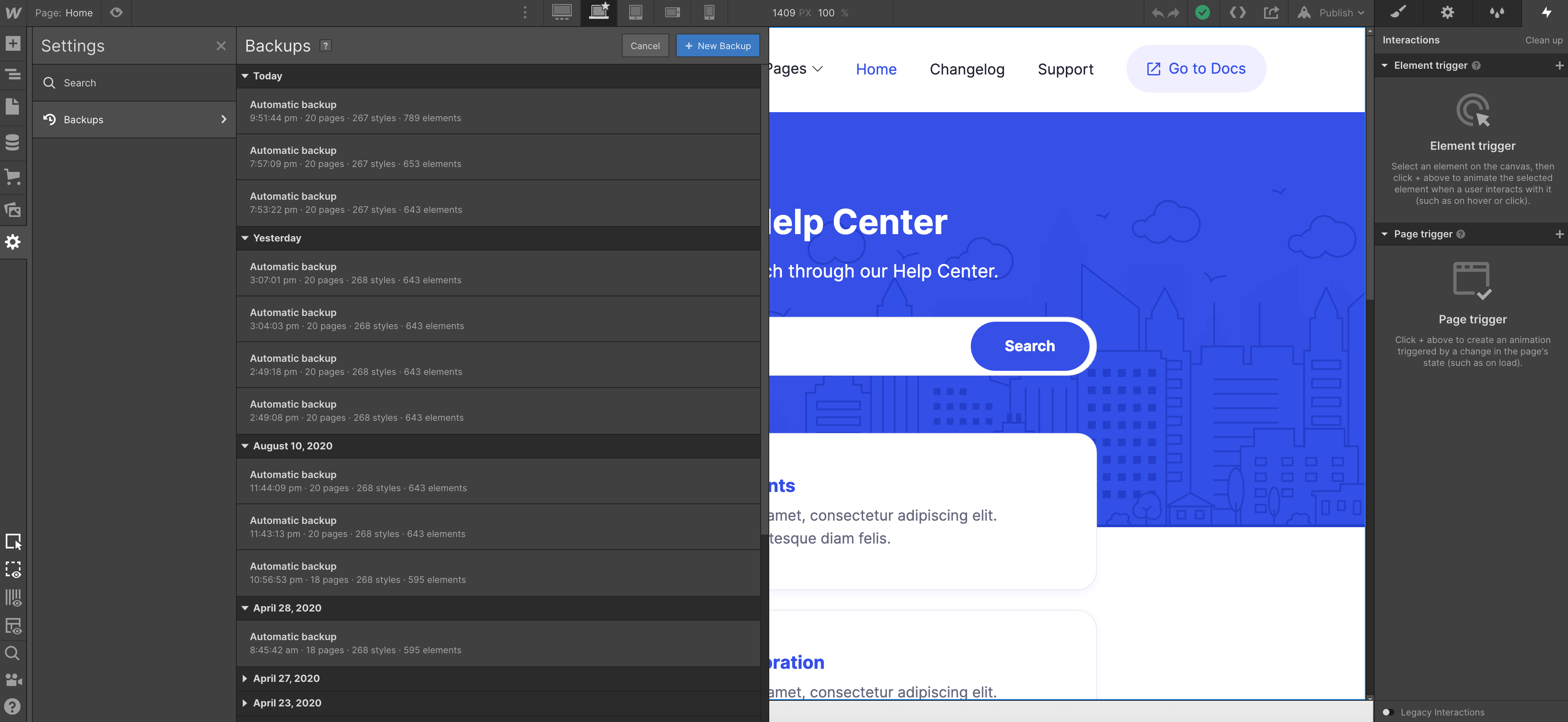 Backups - Docs Webflow Template