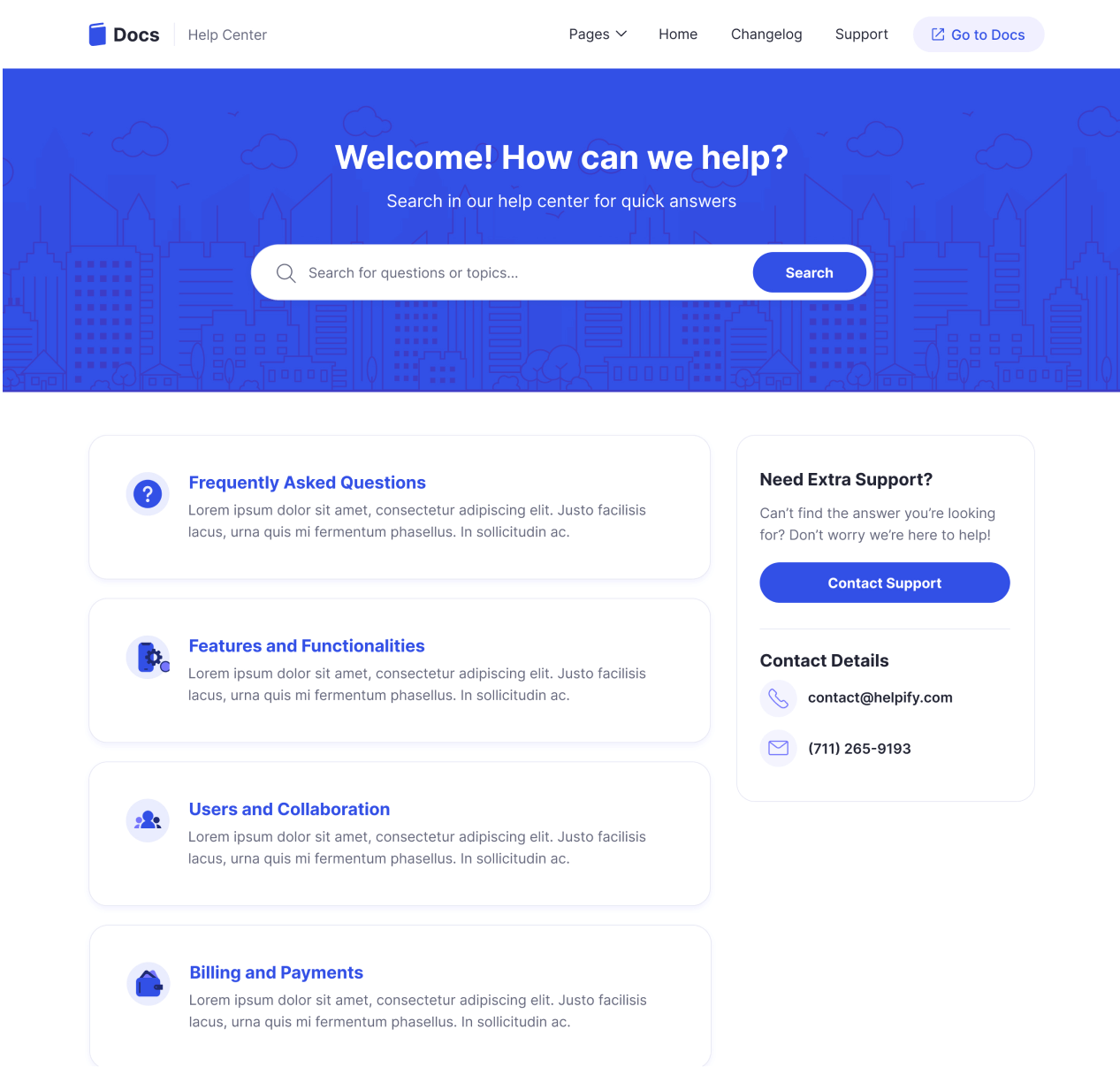 Docs - Home V3 page - Support and Help Webflow Template